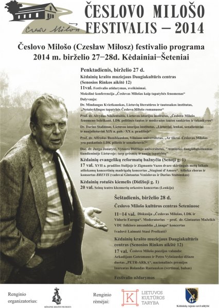Česlovo Milošo (Czesław Miłosz) festivalio programa 2014 m. birželio 27−28 d. Kėdainiai−Šeteniai
